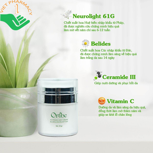 Kem dưỡng trắng da ban đêm Oribe Whitening Night Cream Belides & Neurolight